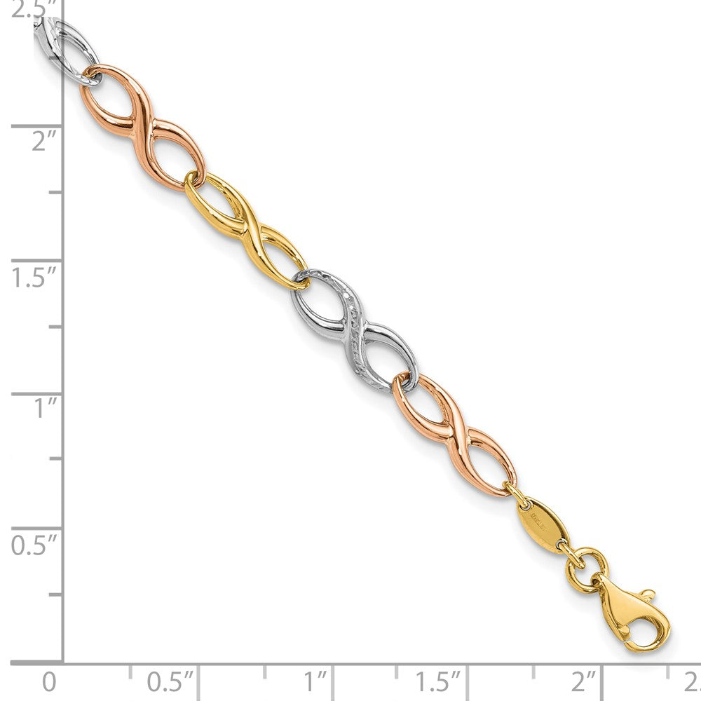 10K Tri-color Infinity Symbol Link Bracelet