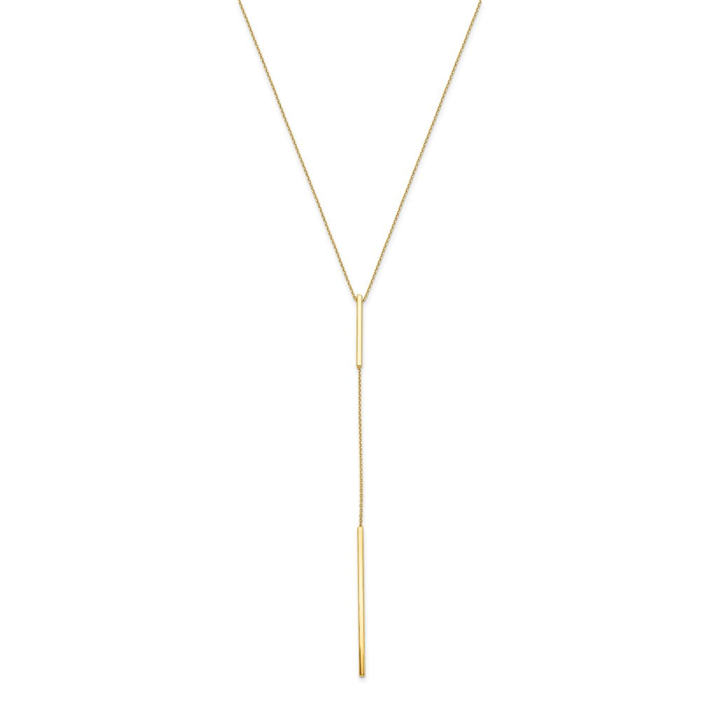 10K Polished Y-drop Bar w/ 1in ext. Necklace