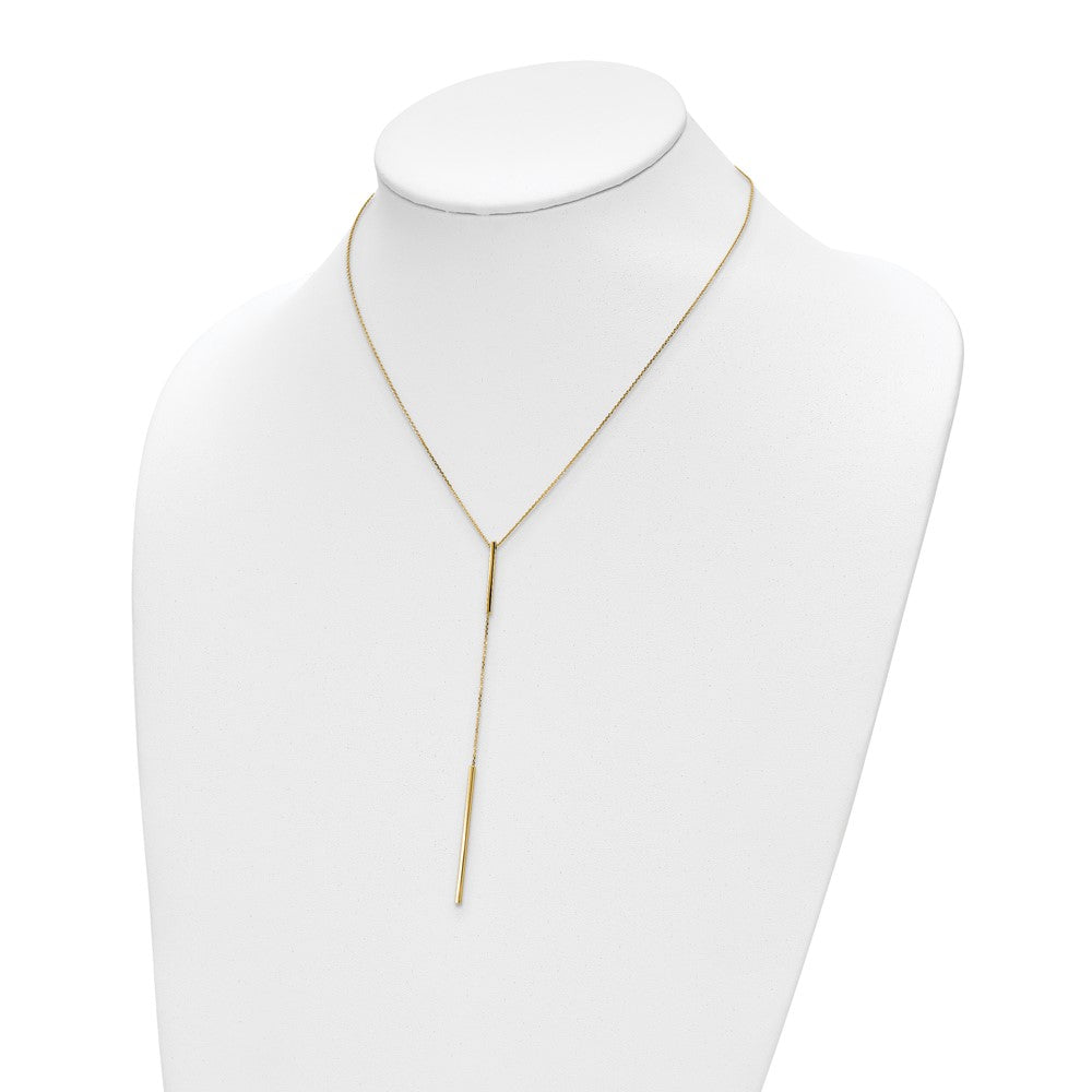 10K Polished Y-drop Bar w/ 1in ext. Necklace