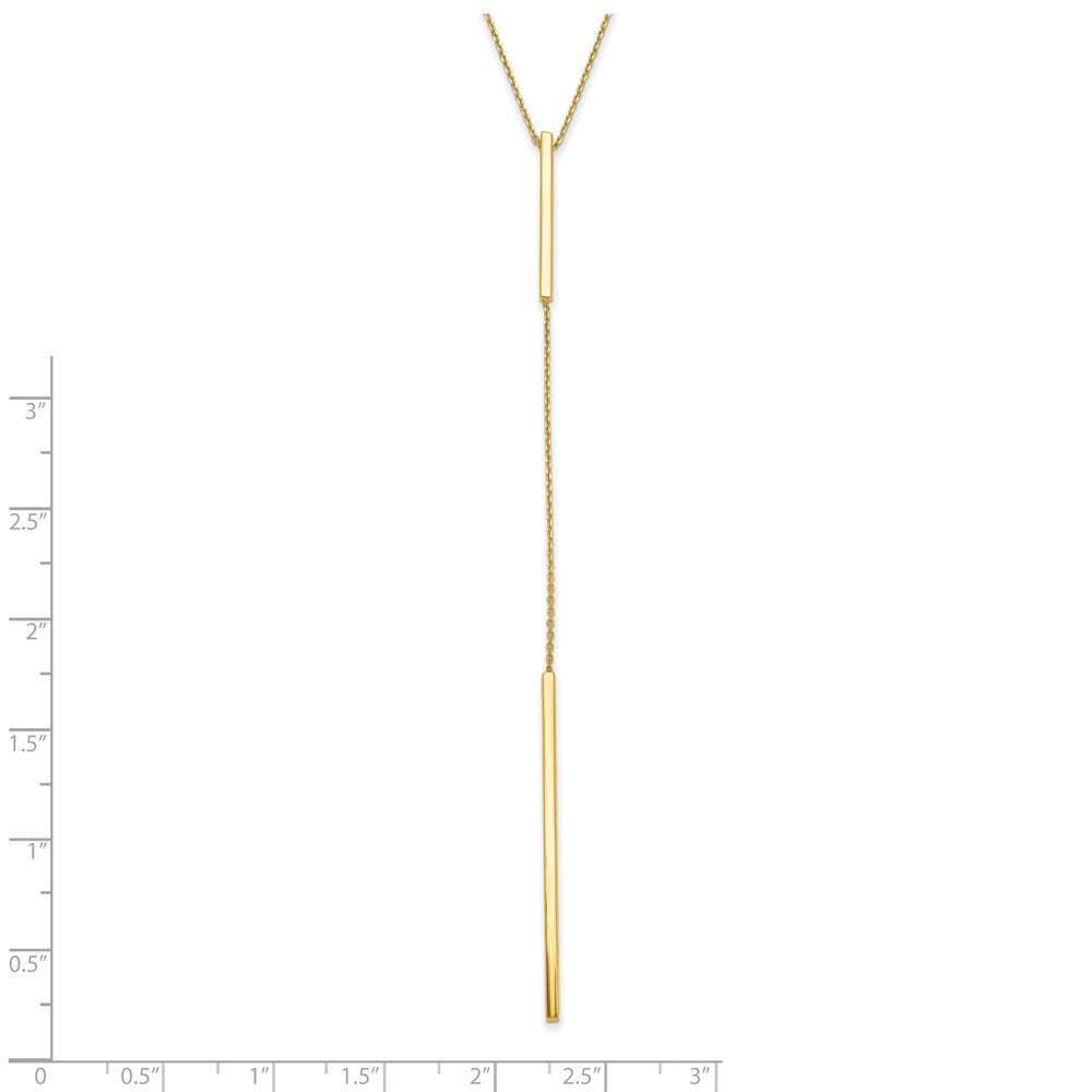 10K Polished Y-drop Bar w/ 1in ext. Necklace