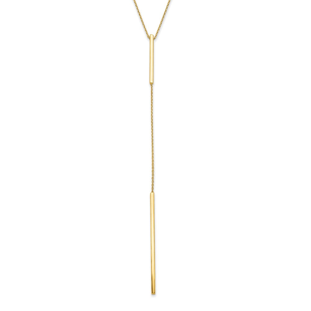 10K Polished Y-drop Bar w/ 1in ext. Necklace