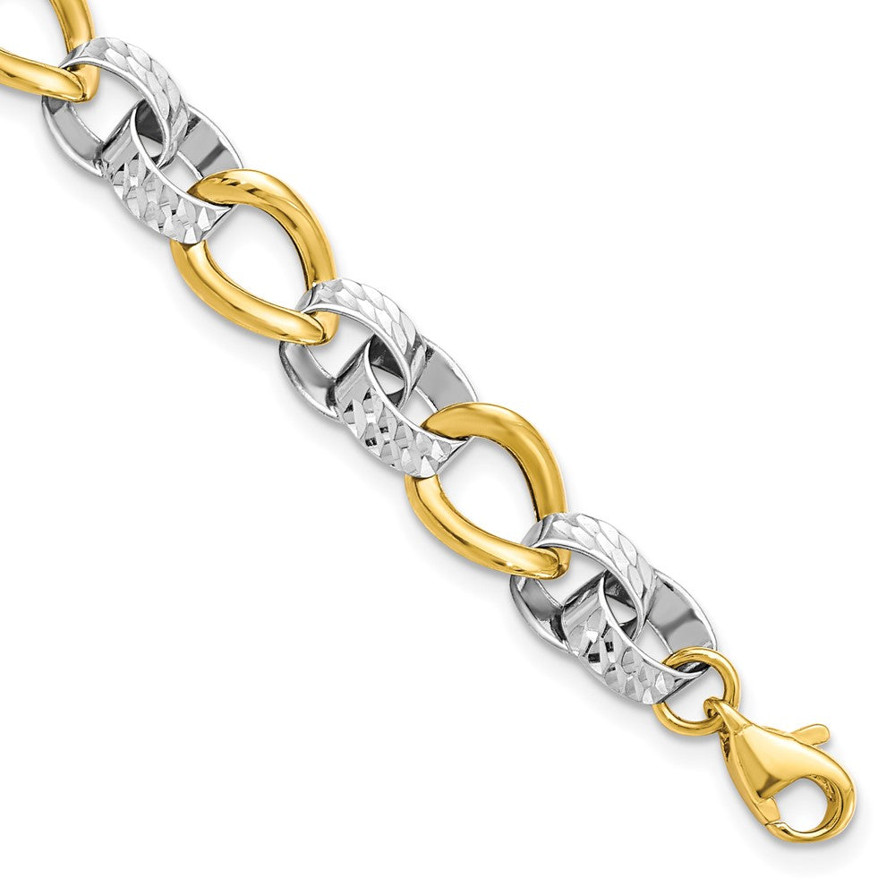 Diamond-cut;Polished;10K Two-tone;Fancy lobster