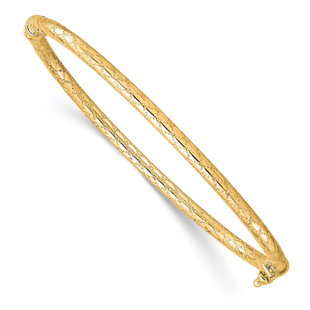 Polished;10K Yellow gold;Hinged;Safety clasp;Textured
