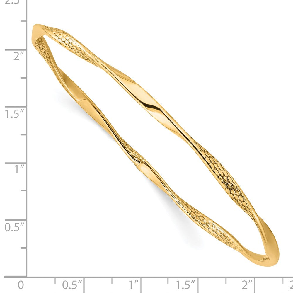 10K Polished Textured Twisted Slip-on Bangle
