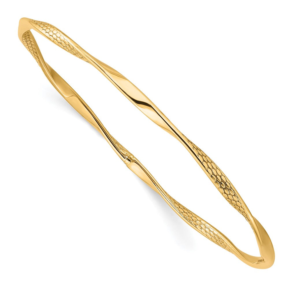 Polished;10K Yellow gold;Slip on;Textured;Twisted
