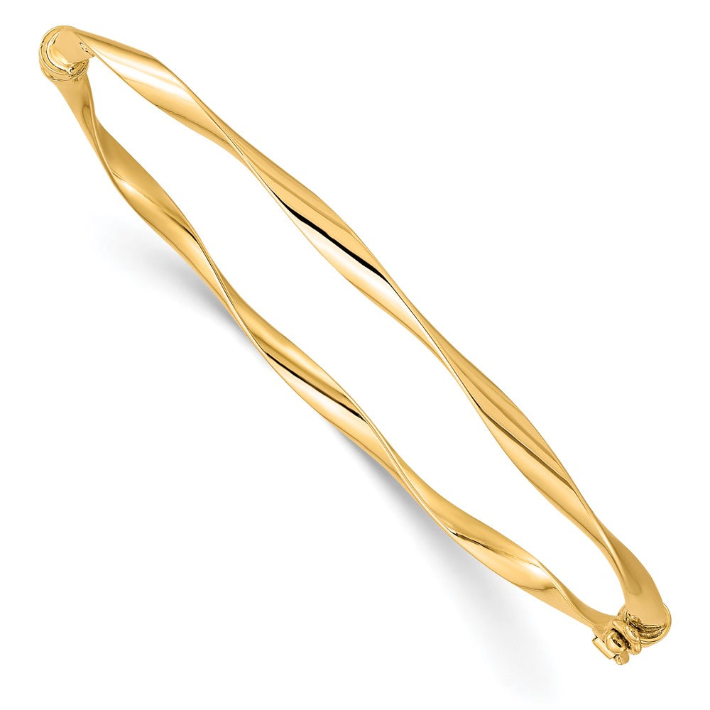 Polished;10K Yellow gold;Hinged;Safety clasp;Twisted
