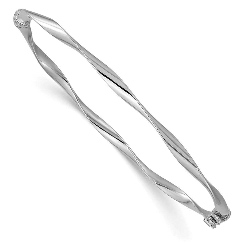 Polished;Hinged;Safety clasp;10K White gold;Twisted