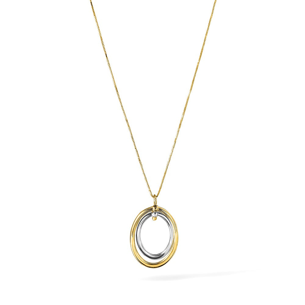 10K Two-tone Polished Oval Necklace