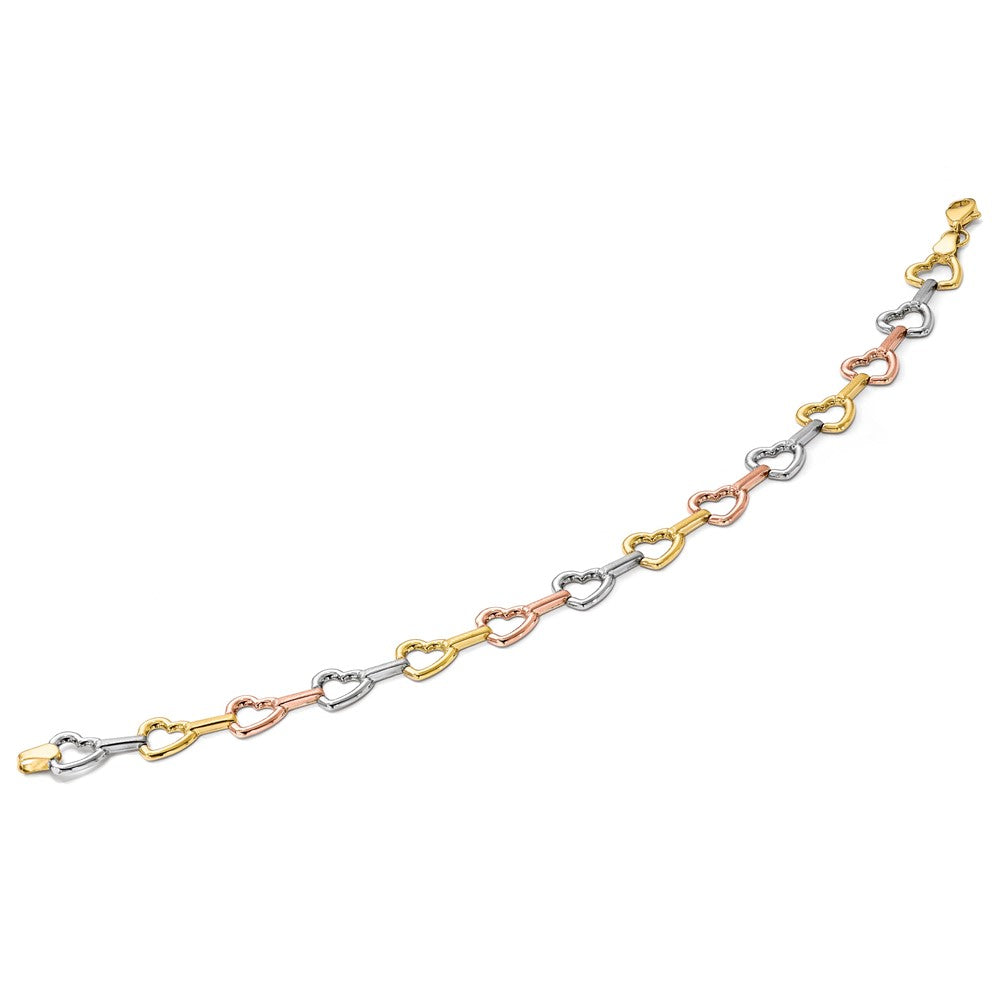 10K Tri-color Heart Bracelet