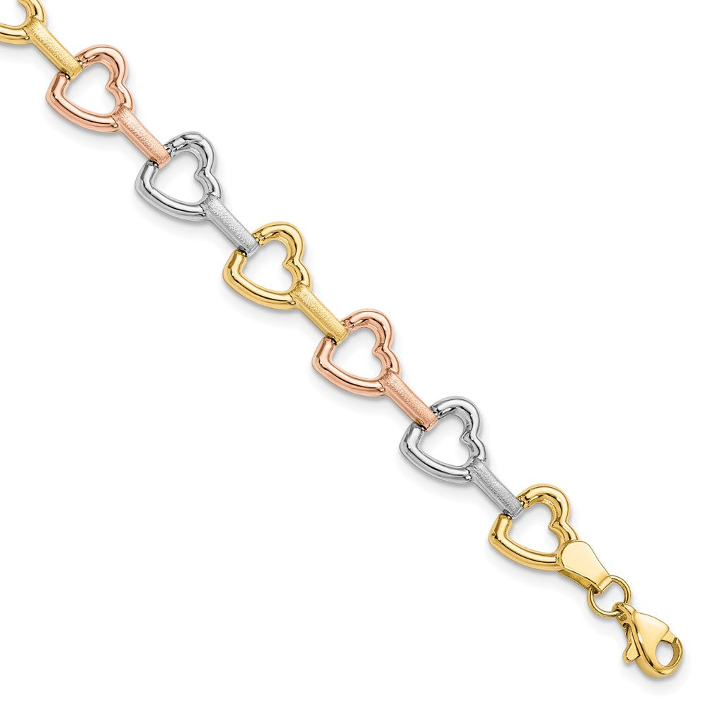10K Tri-color;Fancy lobster;Rhodium;Polished & satin