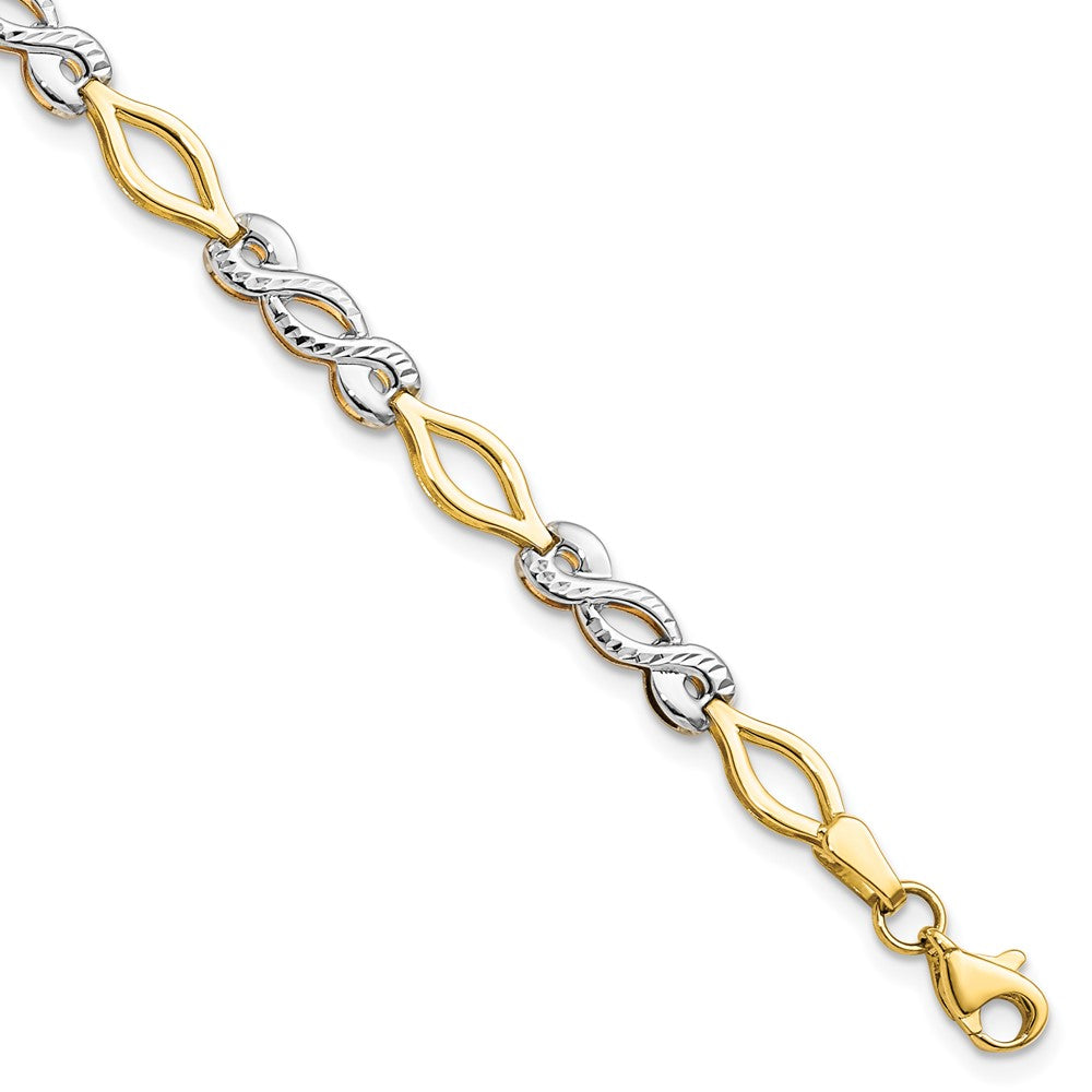 Diamond-cut;Polished;10K Two-tone;Fancy lobster