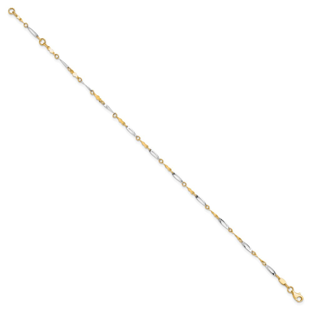 10K Two-tone Twisted Link 9 inch Plus 1 inch Extender - Total 10 inch Anklet