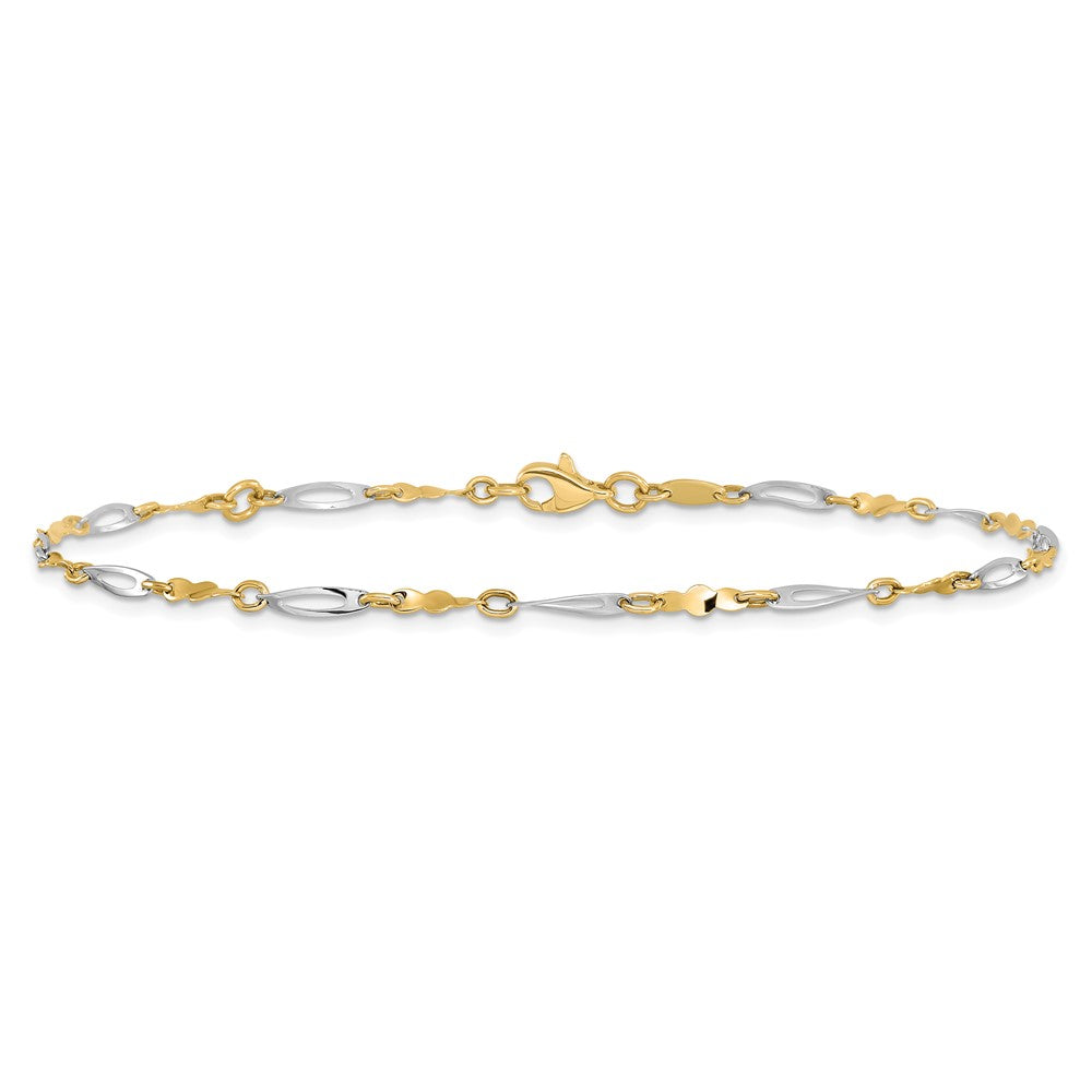 10K Two-tone Twisted Link 9 inch Plus 1 inch Extender - Total 10 inch Anklet