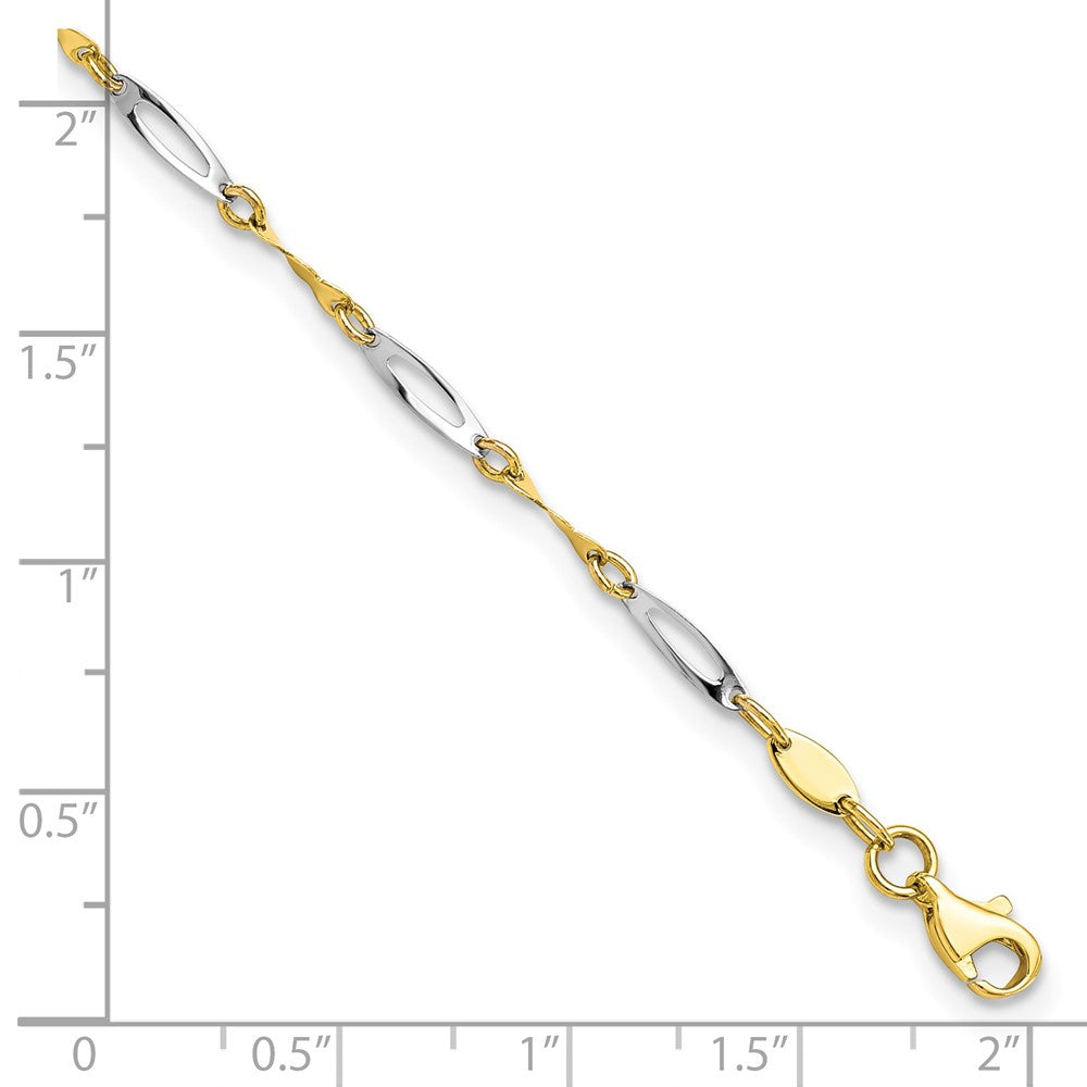 10K Two-tone Twisted Link 9 inch Plus 1 inch Extender - Total 10 inch Anklet