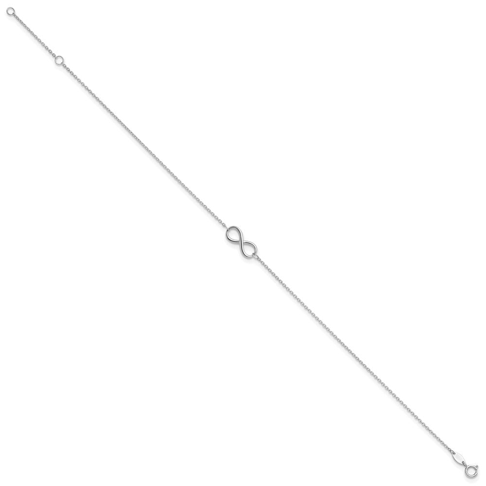 10K White Gold Polished Infinity 9 inch Plus 1 inch Extender - Total 10 inch Anklet