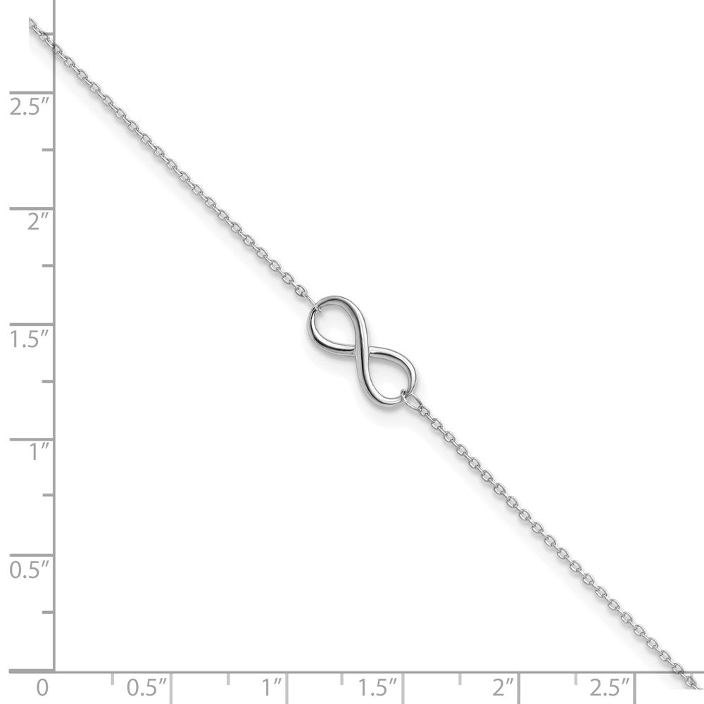 10K White Gold Polished Infinity 9 inch Plus 1 inch Extender - Total 10 inch Anklet