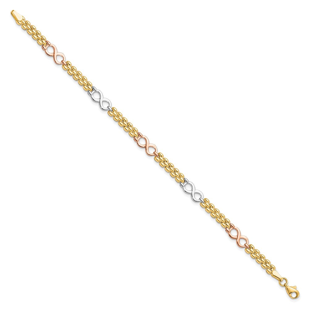 10K Tri-color Reversible Infinity Bracelet