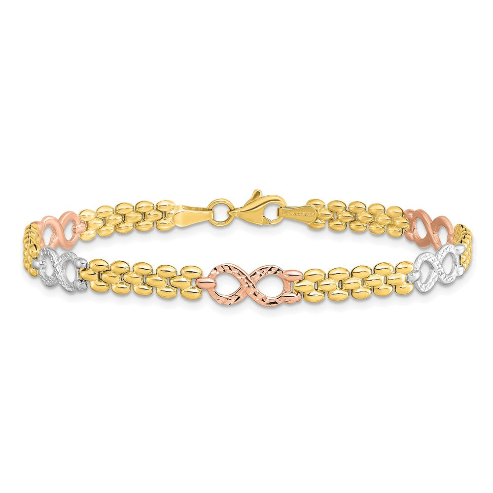 10K Tri-color Reversible Infinity Bracelet