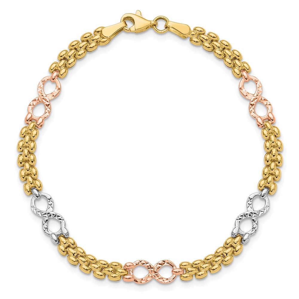 10K Tri-color Reversible Infinity Bracelet