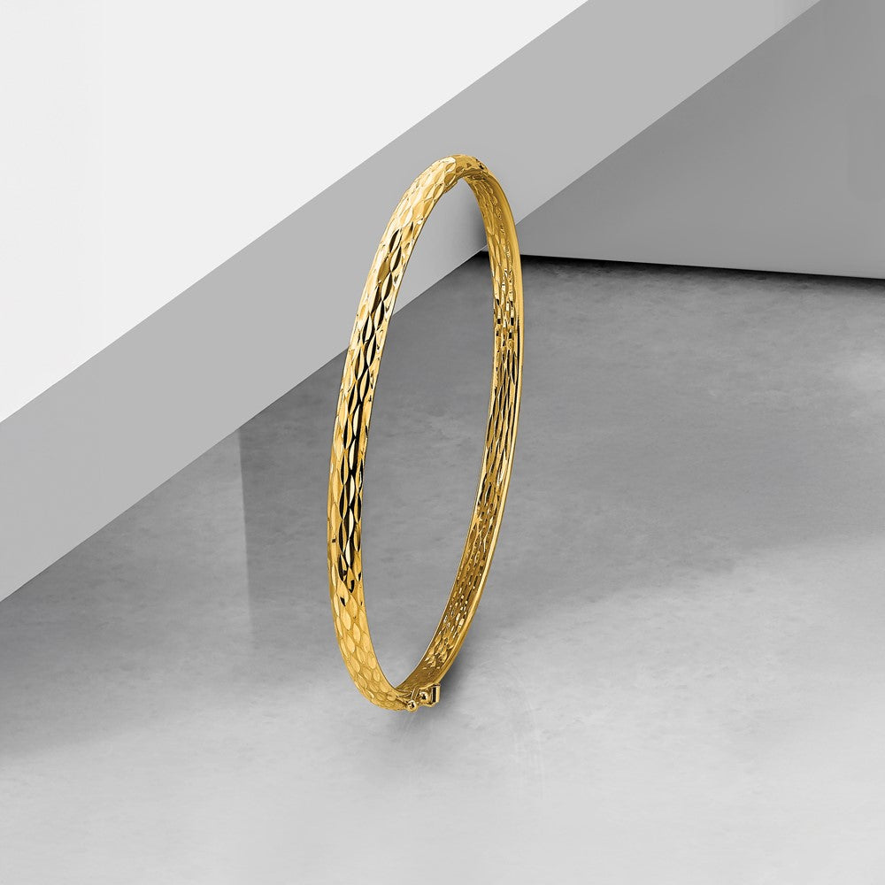 10K Polished and D/C Hinged Bangle