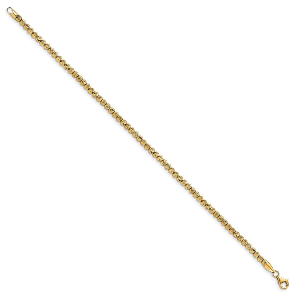 10K Polished Fancy Link D/C Beaded Bracelet