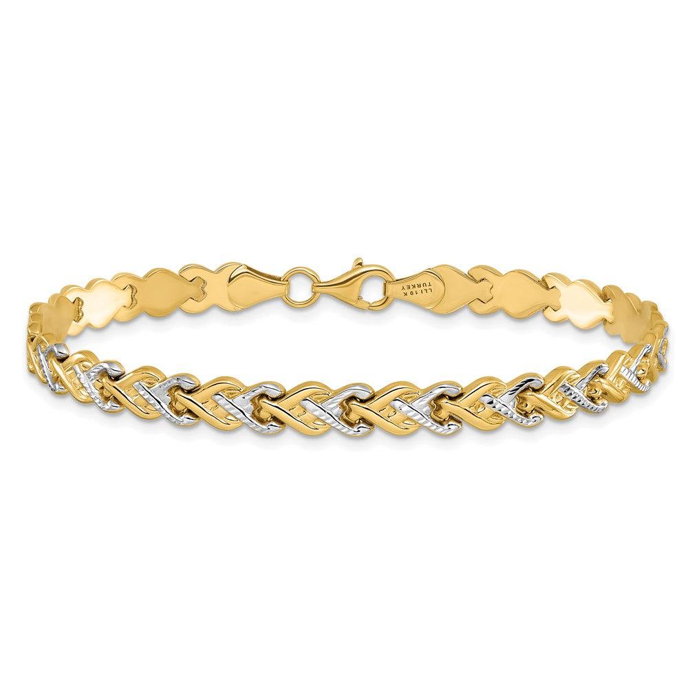 10K Rhodium-plated Polished D/C Bracelet