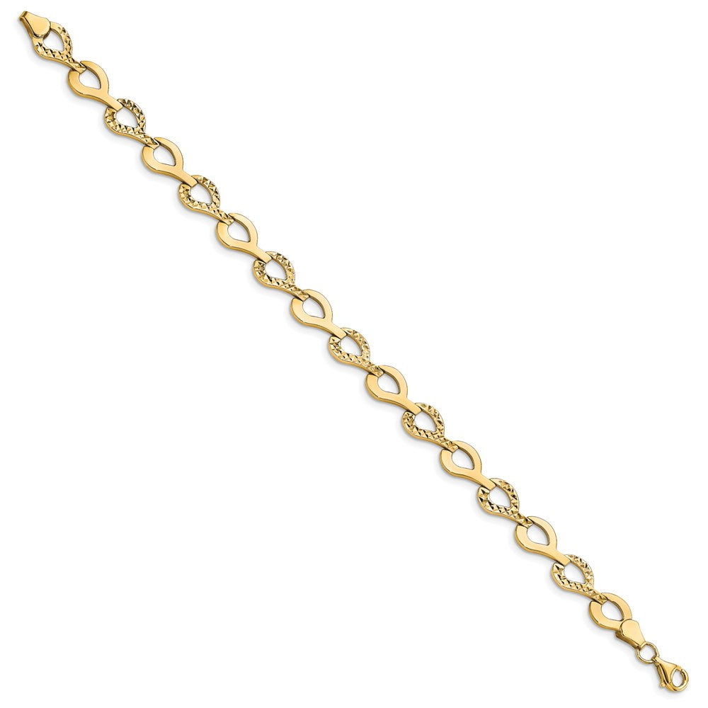 10K Polished Fancy D/C Link Bracelet