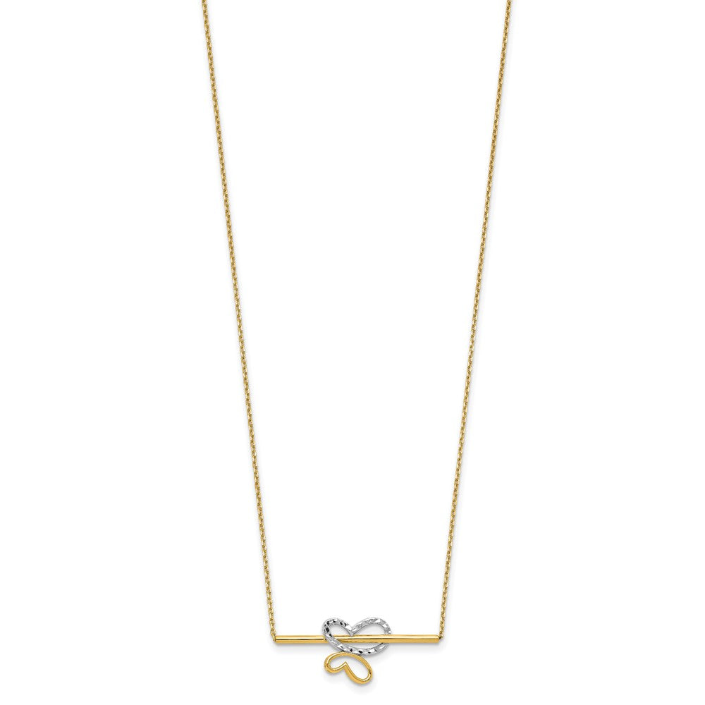 10K Rhodium-plated Polished D/C Butterfly Bar Necklace