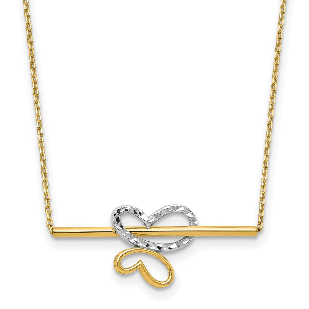 10K Rhodium-plated Polished D/C Butterfly Bar Necklace