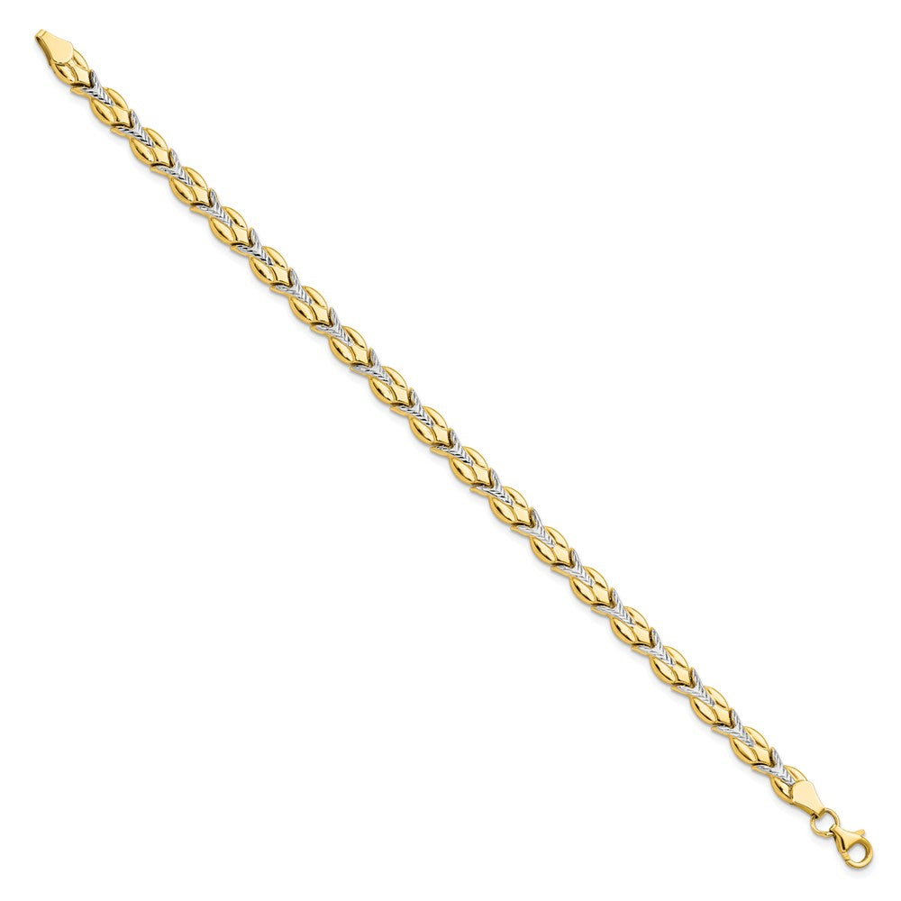 10k w/White Rhodium Polished/Diamond-cut Bracelet
