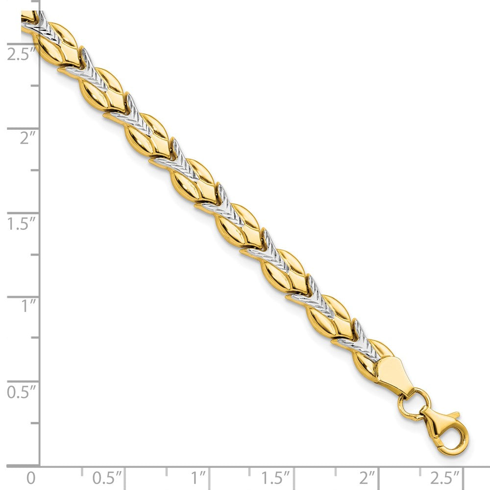 10k w/White Rhodium Polished/Diamond-cut Bracelet