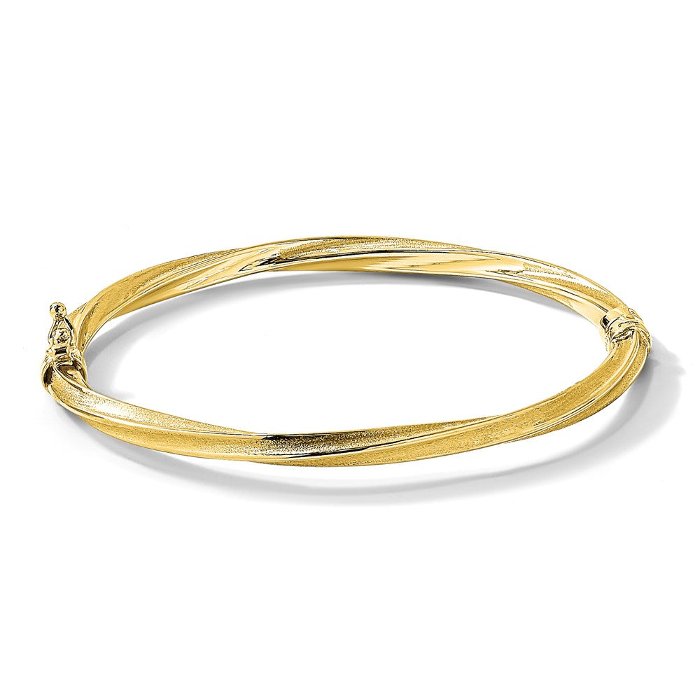 10k Polished and Brushed Hinged Bangle