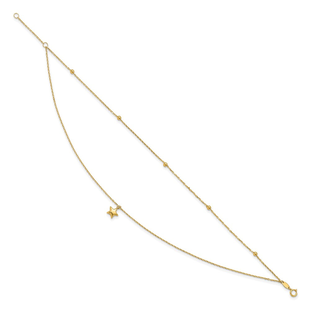 10K 2-Strand Star Dangle 9 inch Plus 2 inch Extender - Total 11 inch Anklet