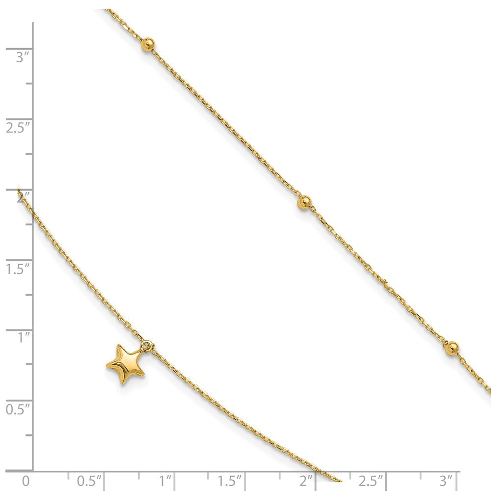 10K 2-Strand Star Dangle 9 inch Plus 2 inch Extender - Total 11 inch Anklet