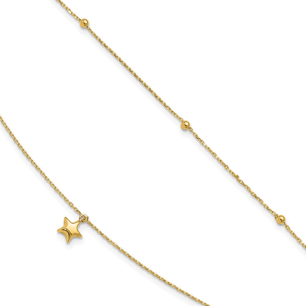 10K 2-Strand Star Dangle 9 inch Plus 2 inch Extender - Total 11 inch Anklet