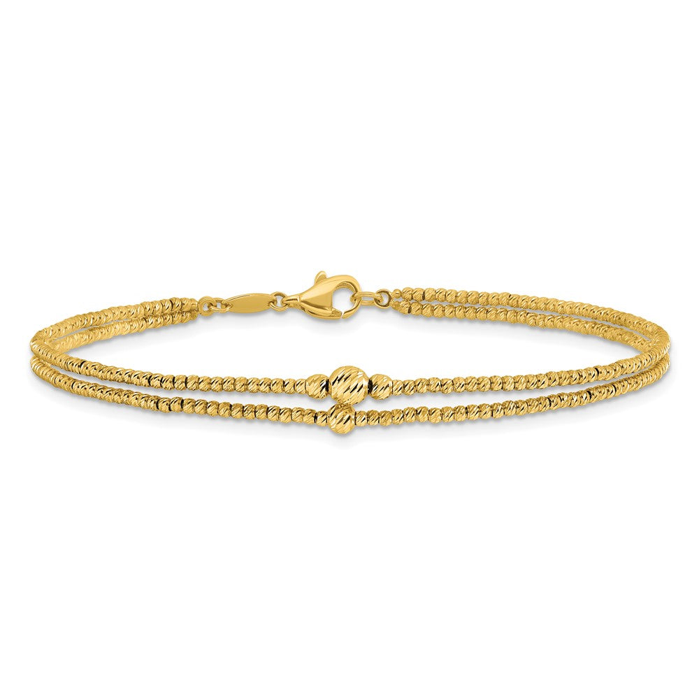 10K Polished and Diamond-cut beads 2-strand Bracelet