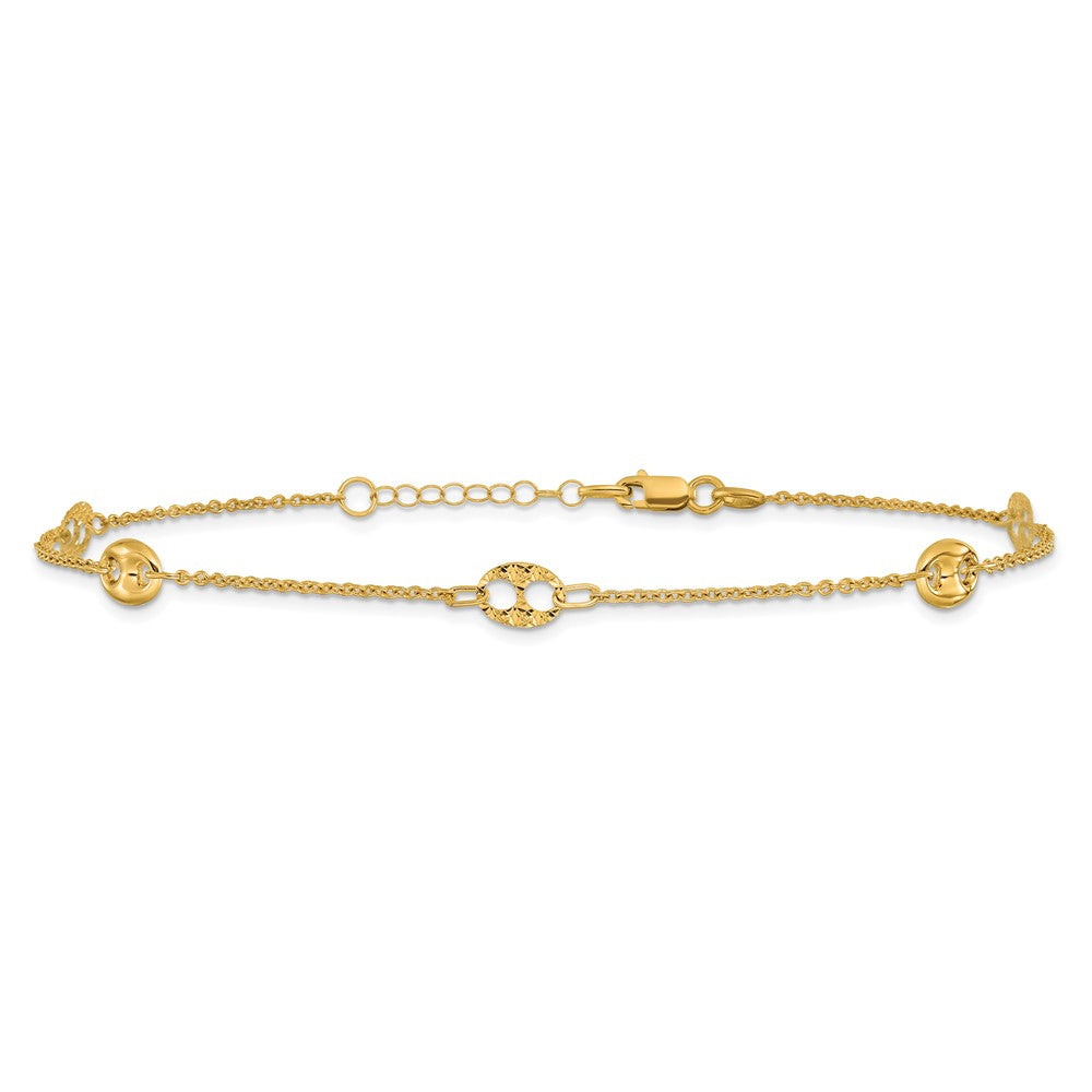 10K Mariner Link 5-Station 10 inch Plus 1 inch Extender - Total 11 inch Anklet