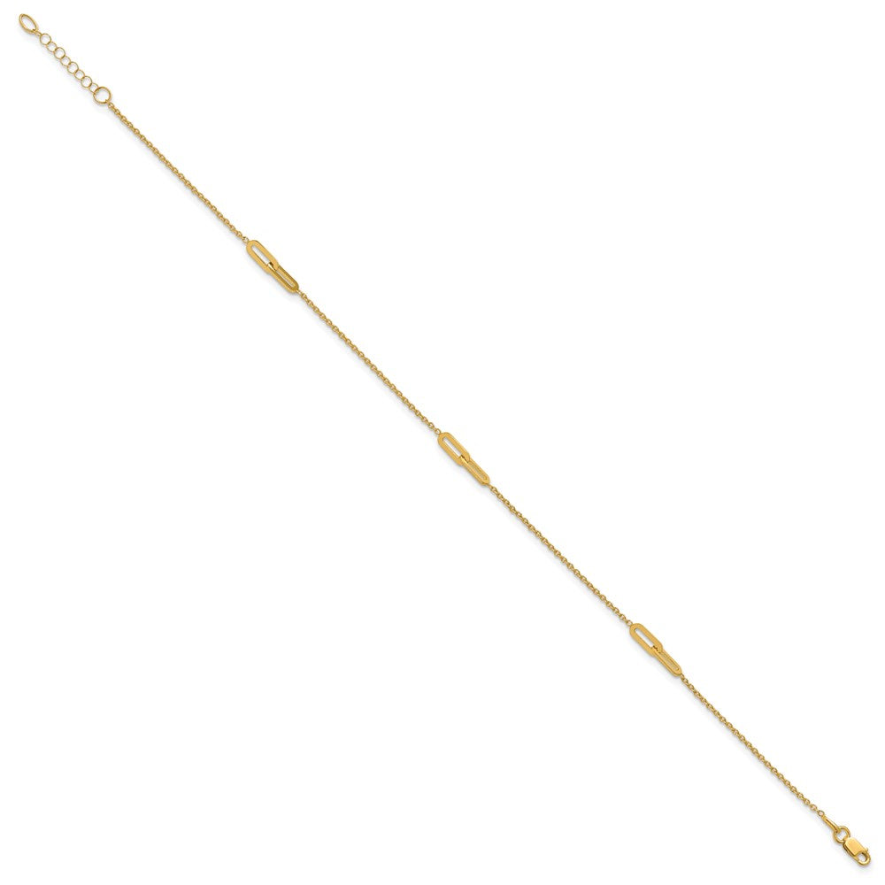 10K Link 3-Station 10 inch Plus 1 inch Extender - Total 11 inch Anklet