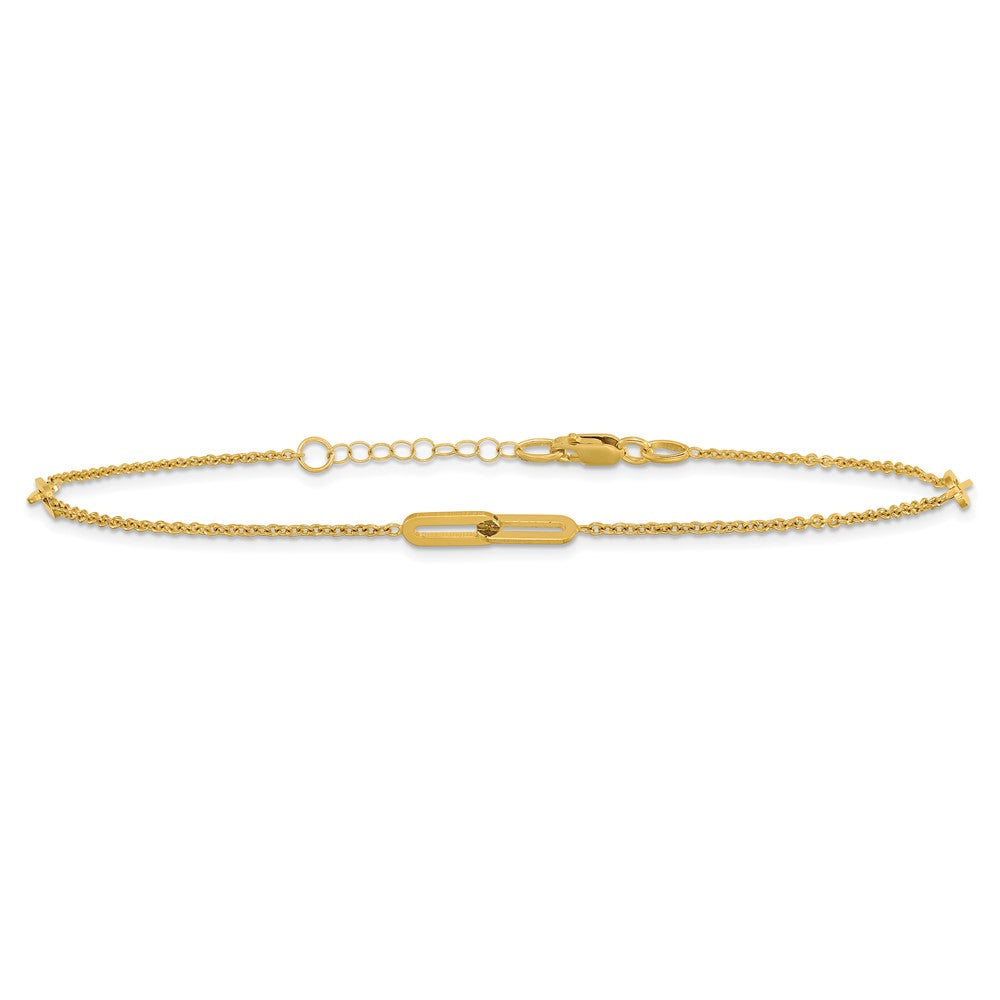 10K Link 3-Station 10 inch Plus 1 inch Extender - Total 11 inch Anklet