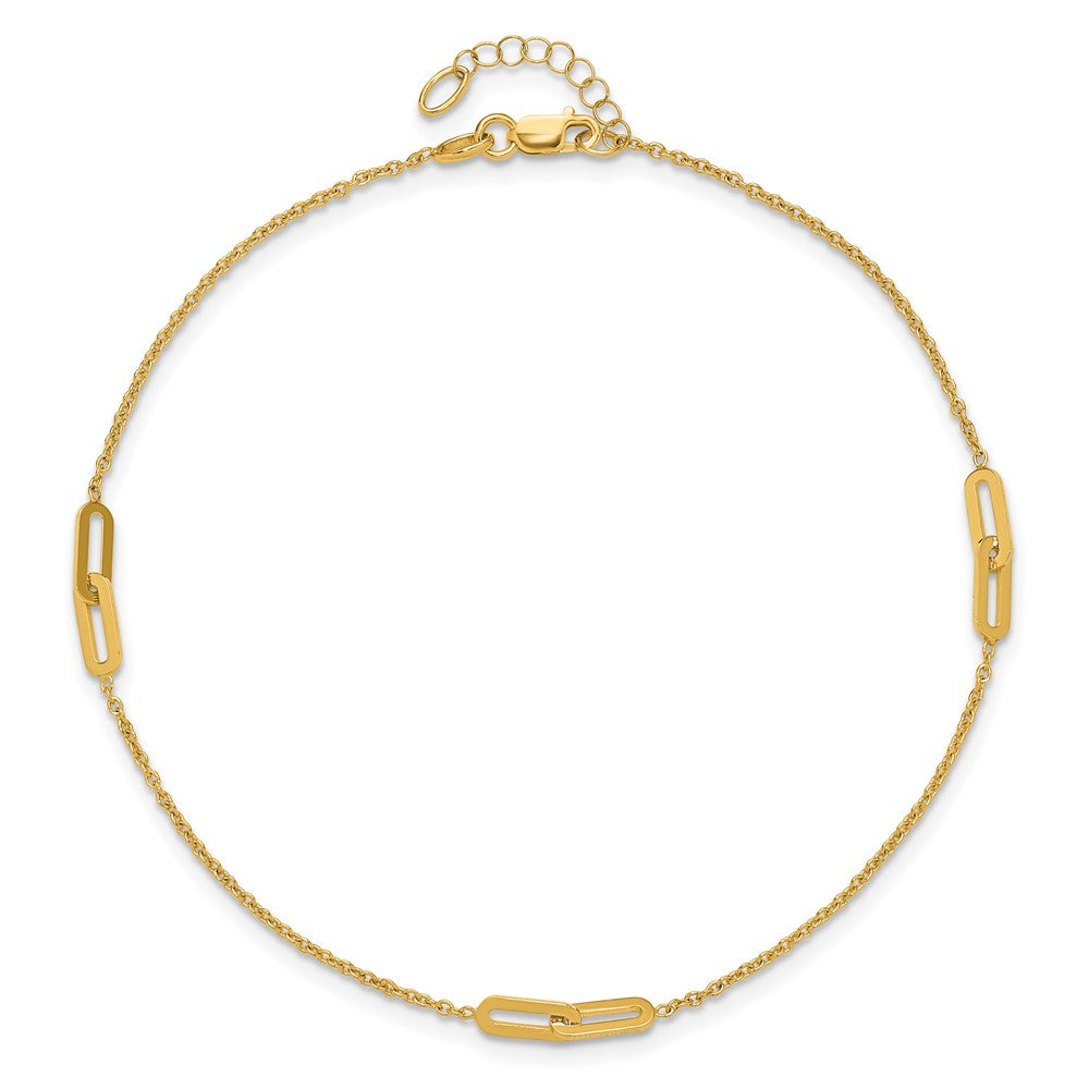 10K Link 3-Station 10 inch Plus 1 inch Extender - Total 11 inch Anklet