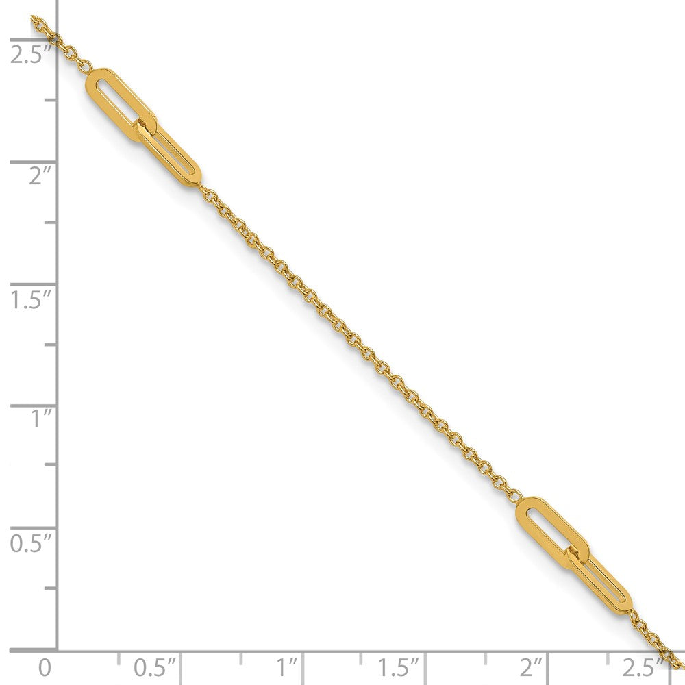 10K Link 3-Station 10 inch Plus 1 inch Extender - Total 11 inch Anklet