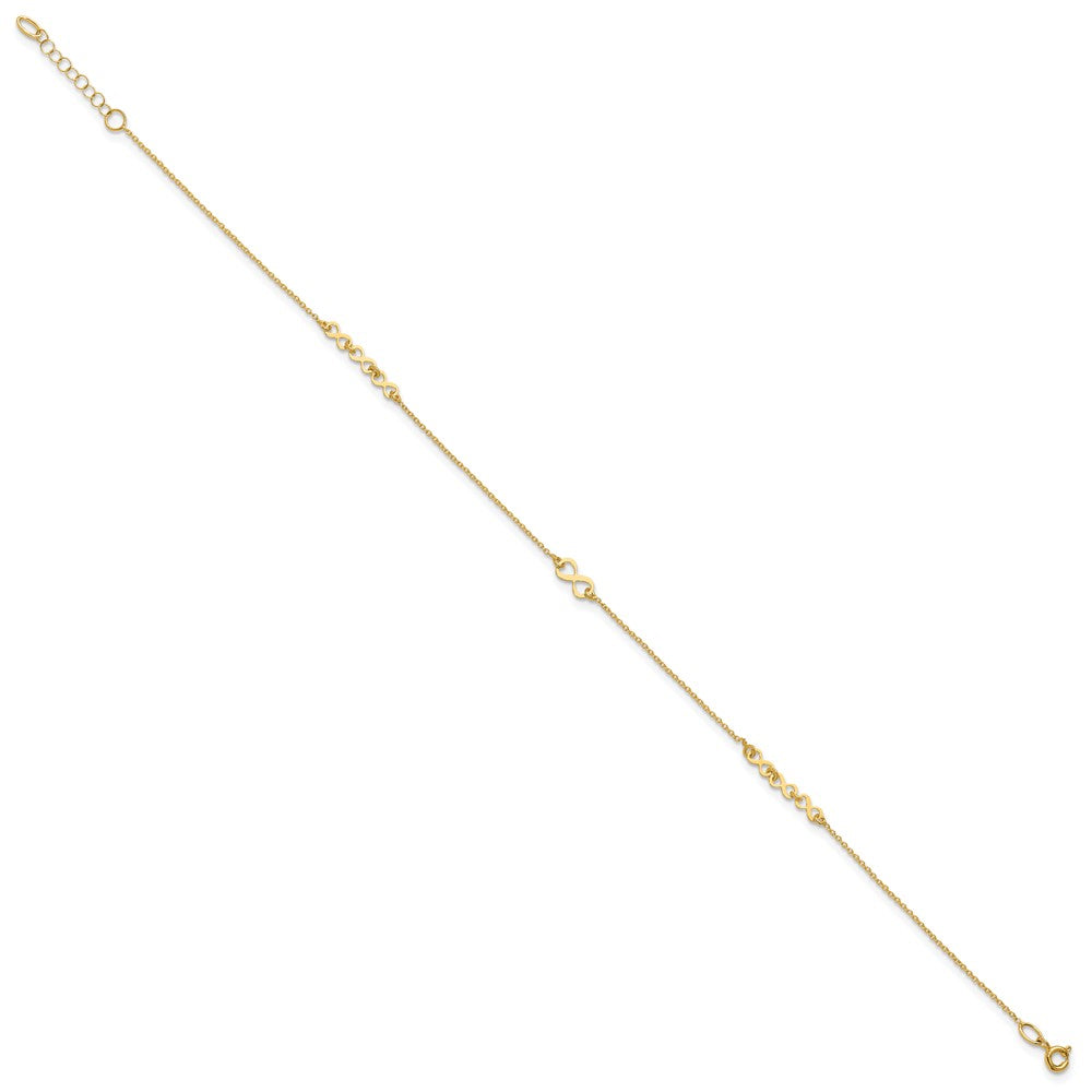10K Polished Infinity 10 inch Plus 1 inch Extender - Total 11 inch Anklet