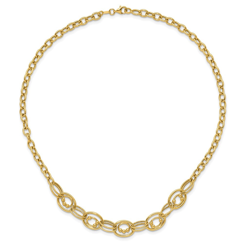 10K Polished and Textured Fancy Link Necklace
