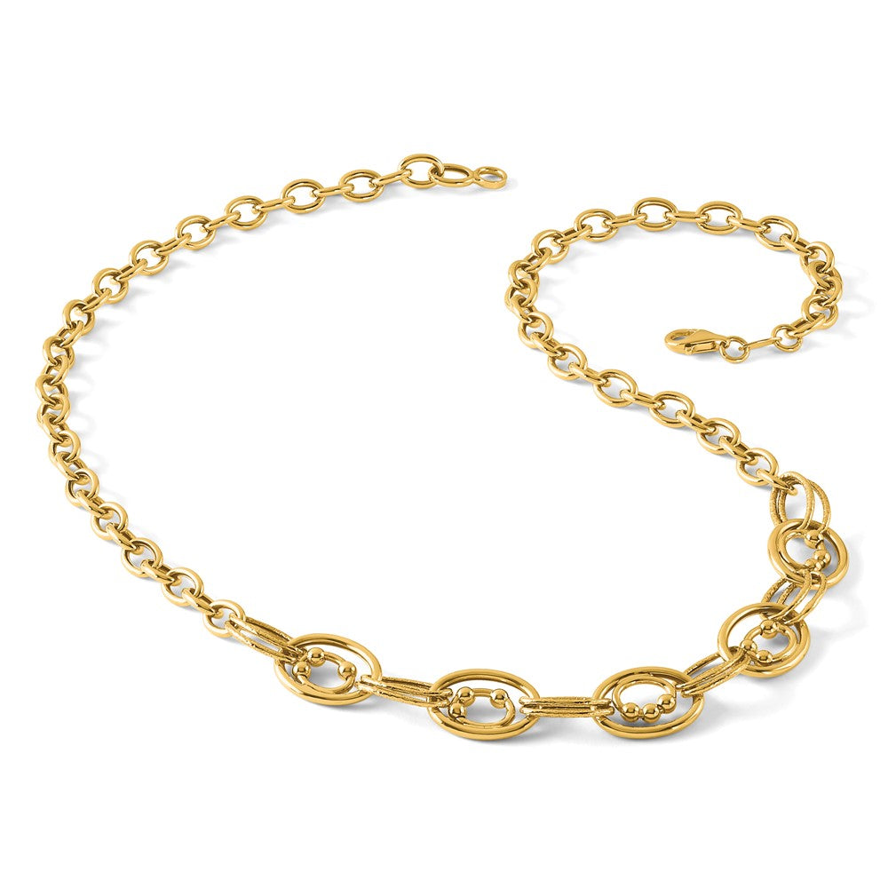 10K Polished and Textured Fancy Link Necklace