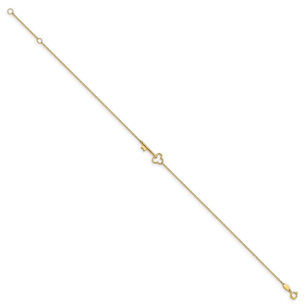 10K Polished Key 9 inch Plus 1 inch Extender - Total 10 inch Anklet