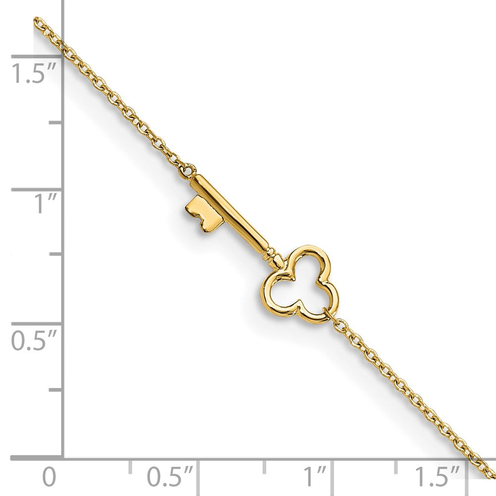 10K Polished Key 9 inch Plus 1 inch Extender - Total 10 inch Anklet