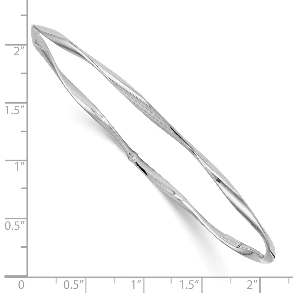 10K White Gold Polished Twisted Slip-on Bangle