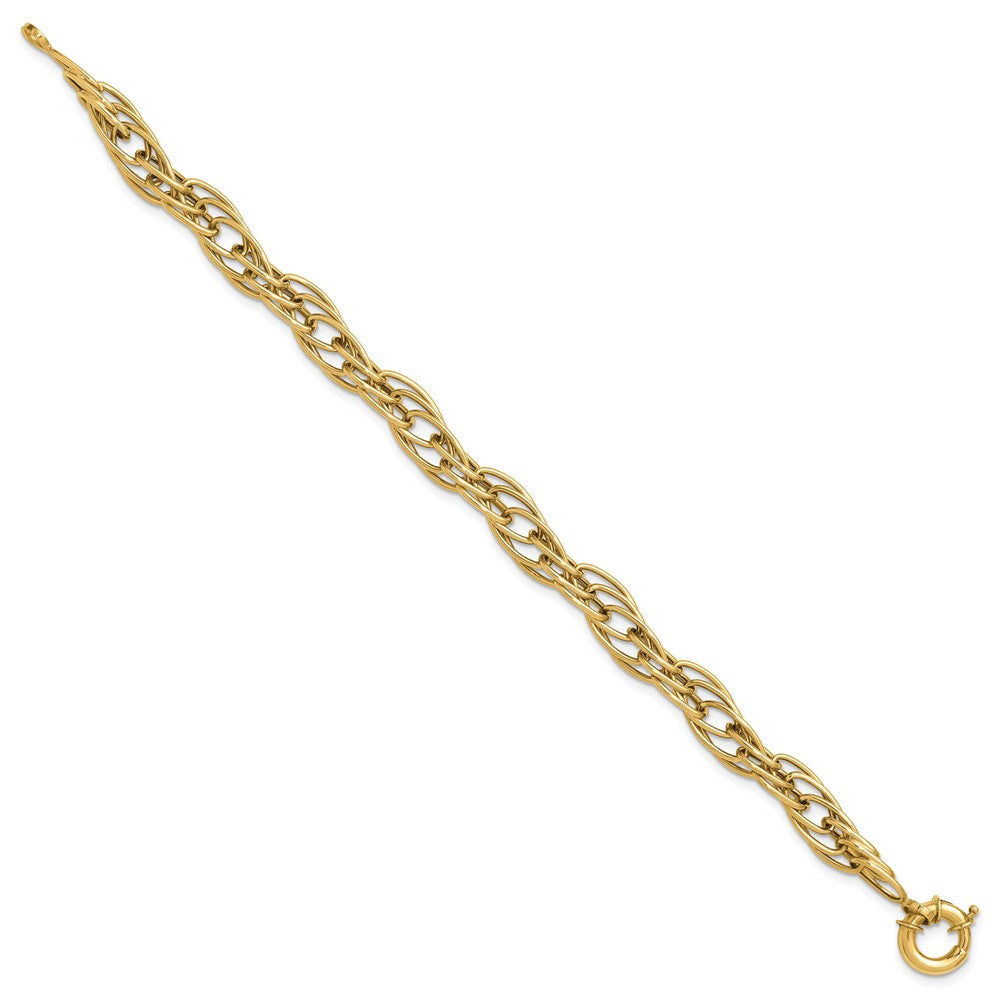 10K Polished Fancy Oval Link Bracelet