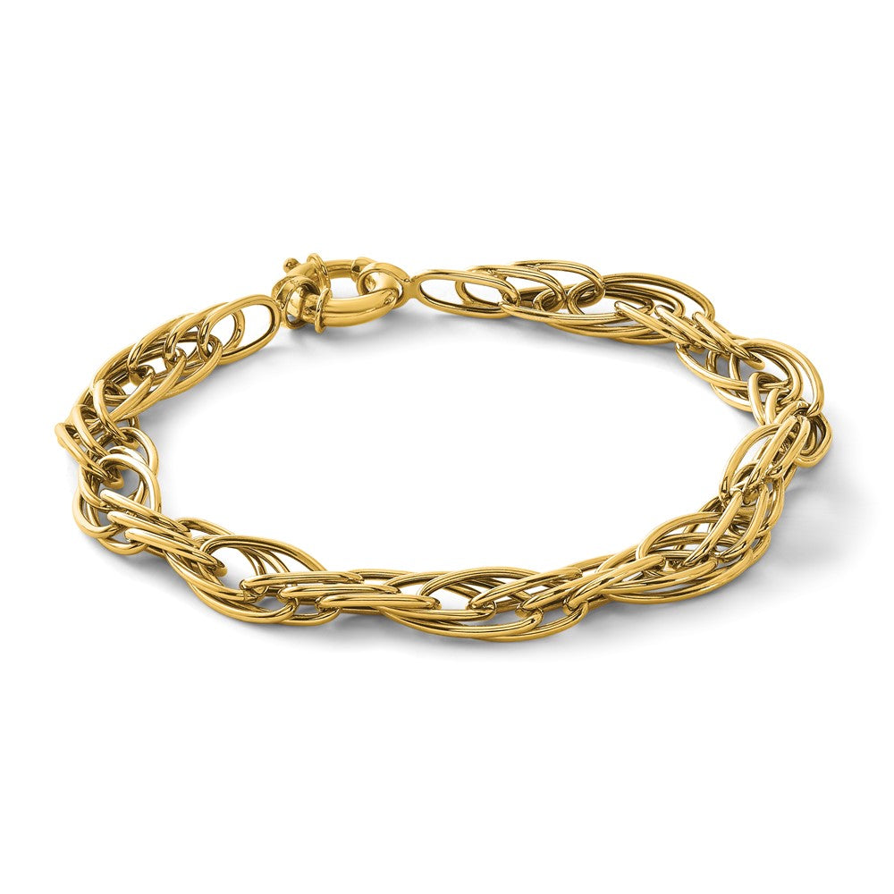 10K Polished Fancy Oval Link Bracelet
