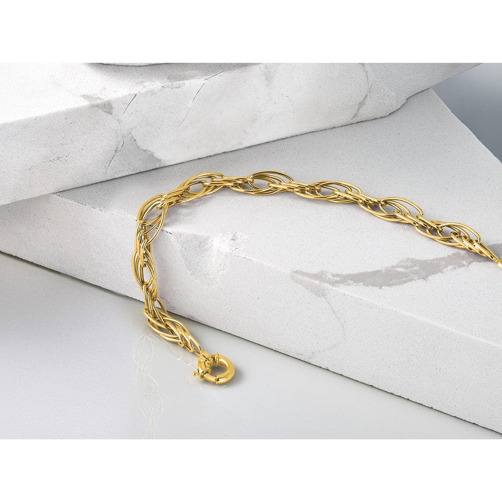 10K Polished Fancy Oval Link Bracelet